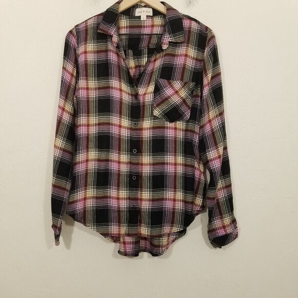 Cloth & Stone Plaid Long Sleeve Button Down Shirts Size S - Picture 1 of 4